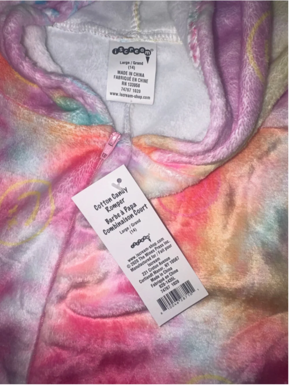 Girls iscream Tie-Dye Smiley Face Romper cover up Size 14